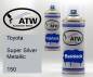 Preview: Toyota, Super Silver Metallic, 150: 400ml Sprühdose + 400ml Klarlack - Set, von ATW Autoteile West.